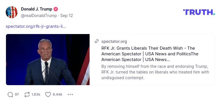 Post image from Donald Trump