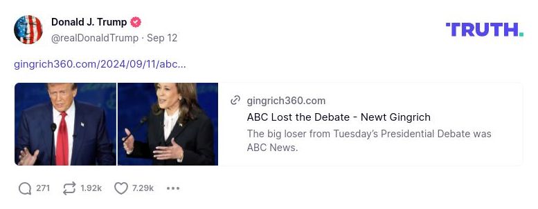 Post image from Donald Trump