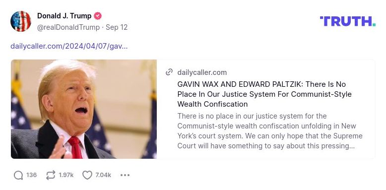 Post image from Donald Trump