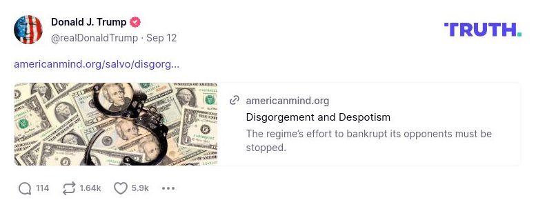 Post image from Donald Trump