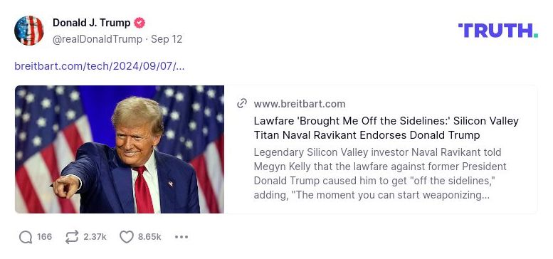 Post image from Donald Trump