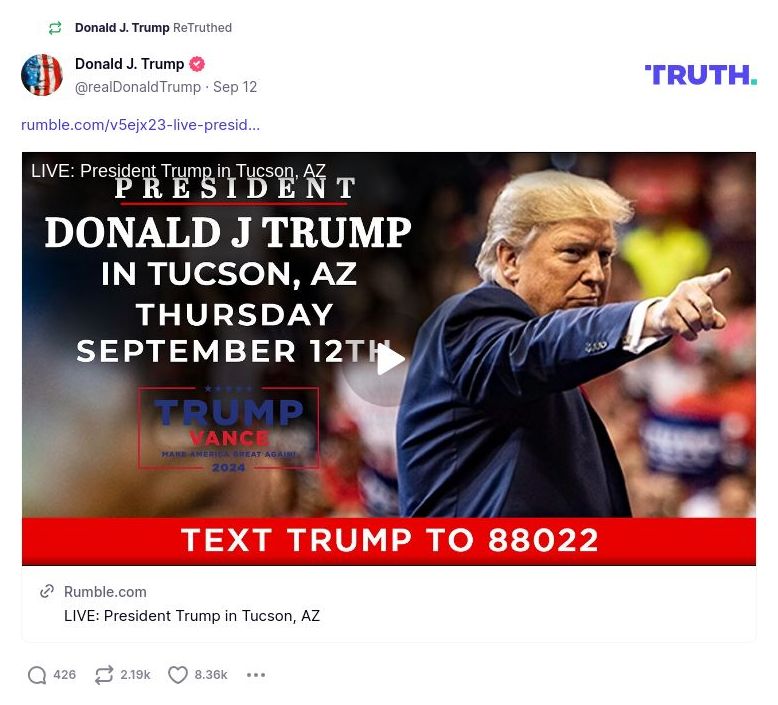 Post image from Donald Trump