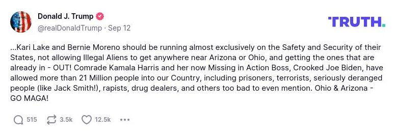 Post preview from Donald Trump