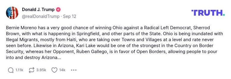 Post image from Donald Trump