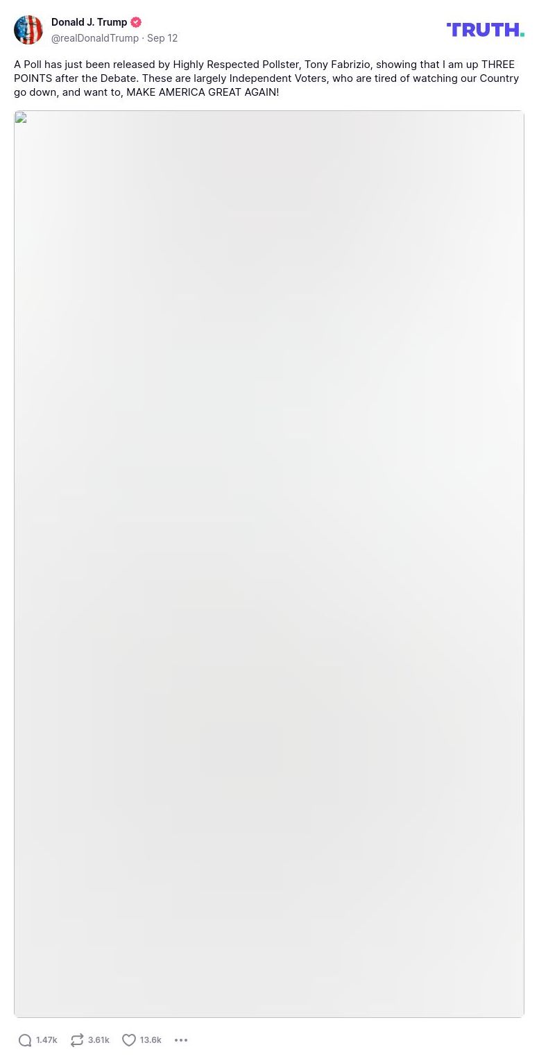 Post image from Donald Trump