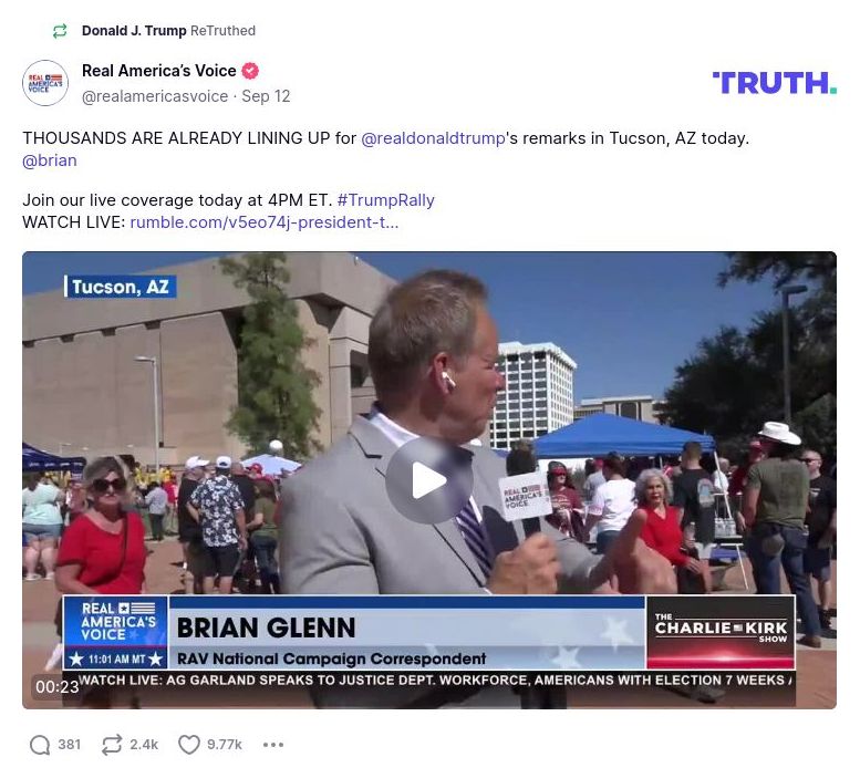 Post image from Donald Trump