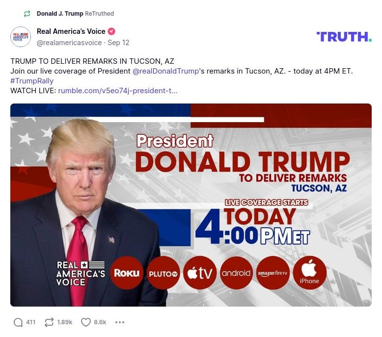 Post image from Donald Trump