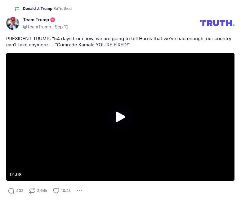 Post image from Donald Trump