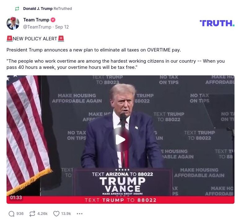 Post image from Donald Trump