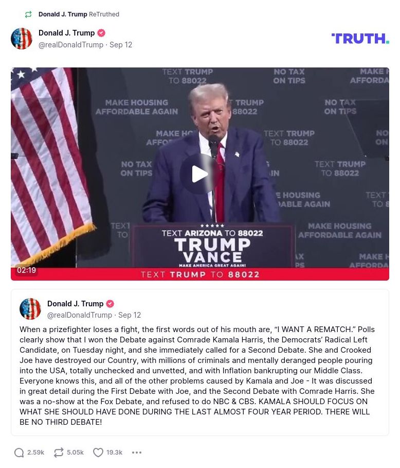 Post image from Donald Trump