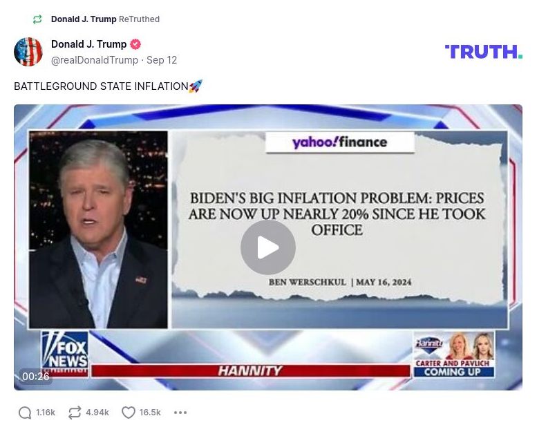 Post preview from Donald Trump