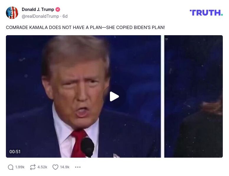 Post preview from Donald Trump