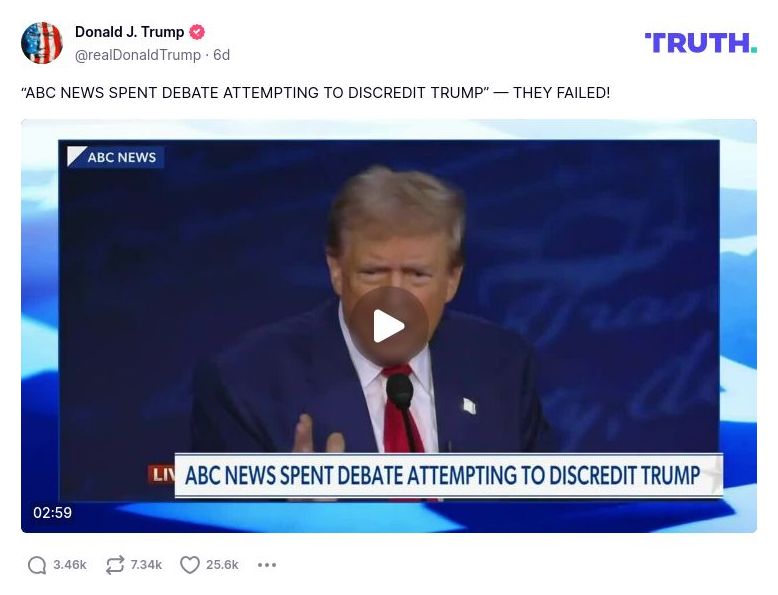 Post image from Donald Trump