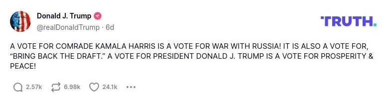 Post image from Donald Trump