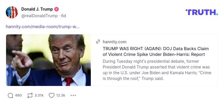 Post preview from Donald Trump