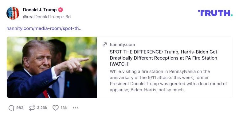 Post preview from Donald Trump