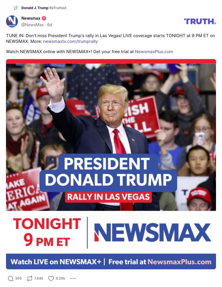 Post image from Donald Trump