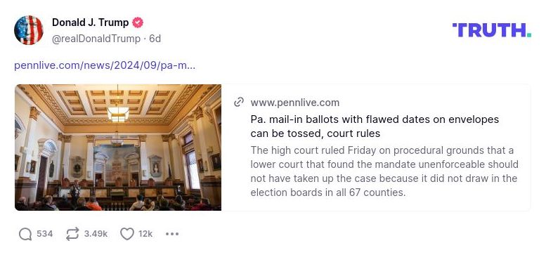 Post image from Donald Trump