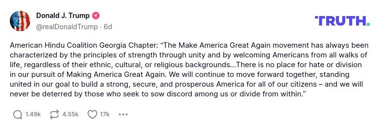 Post image from Donald Trump