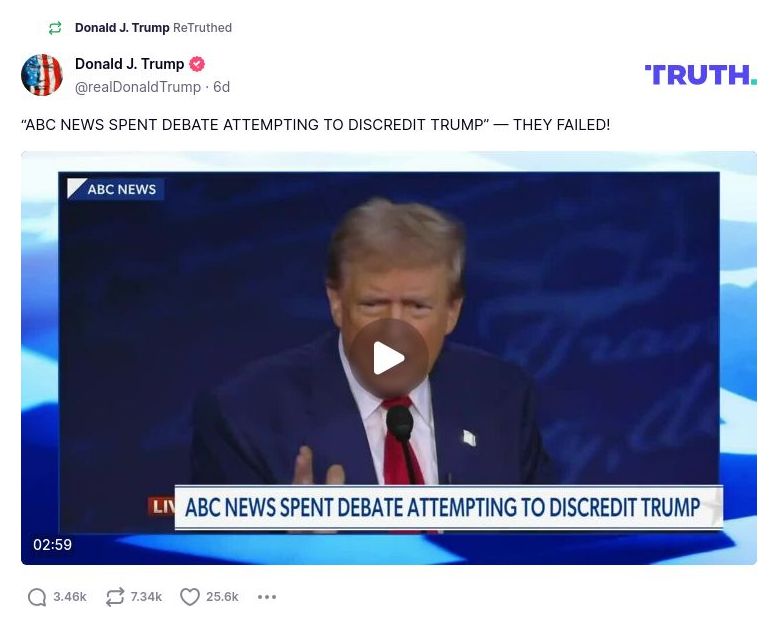 Post image from Donald Trump