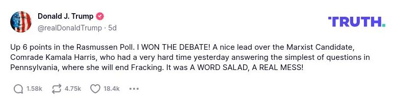 Post image from Donald Trump