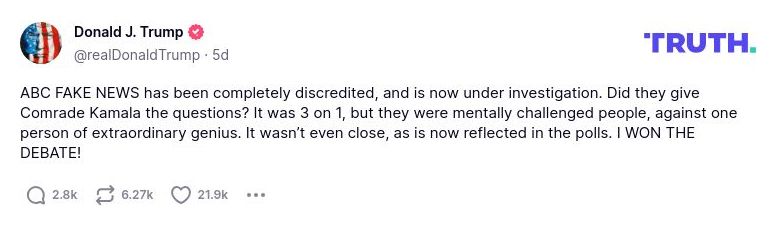 Post image from Donald Trump