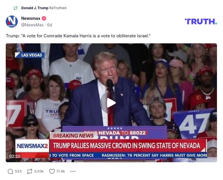 Post preview from Donald Trump