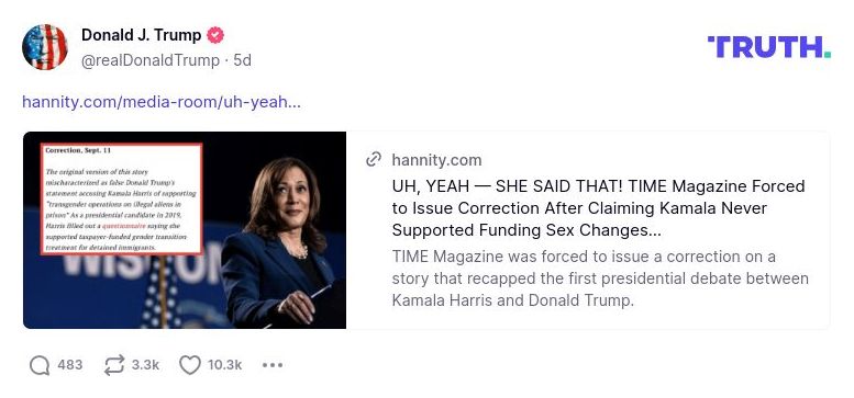 Post image from Donald Trump