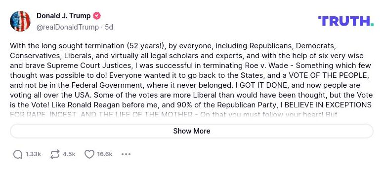 Post image from Donald Trump