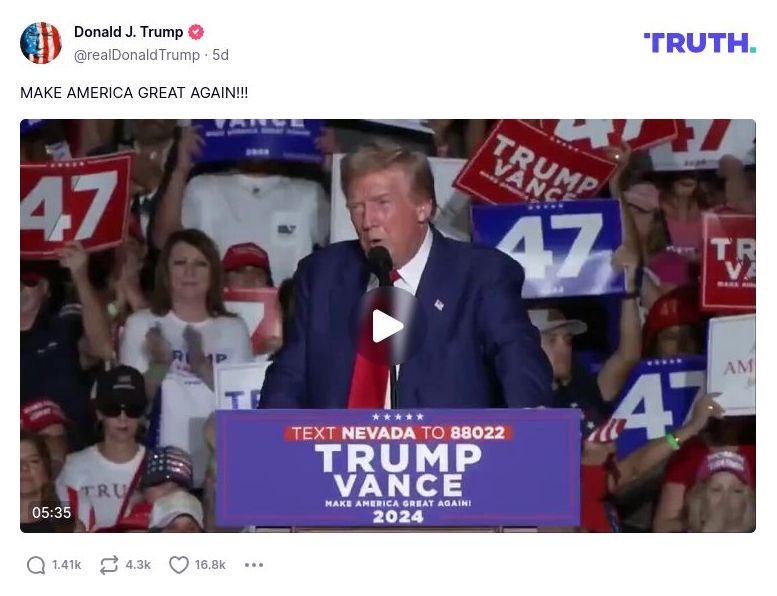 Post image from Donald Trump