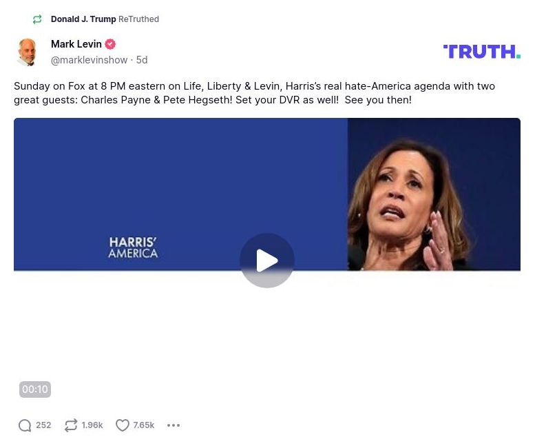 Post image from Donald Trump