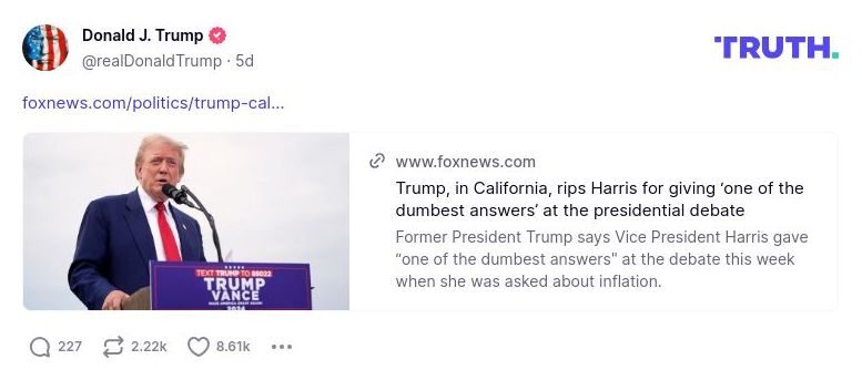 Post image from Donald Trump