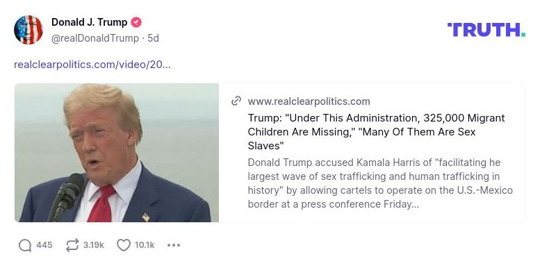 Post image from Donald Trump