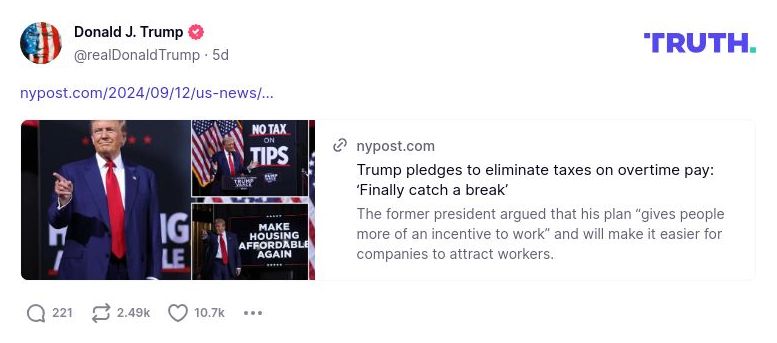 Post image from Donald Trump