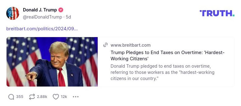 Post image from Donald Trump