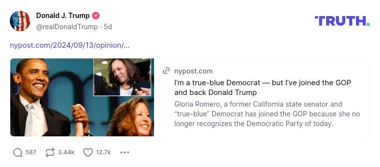 Post image from Donald Trump