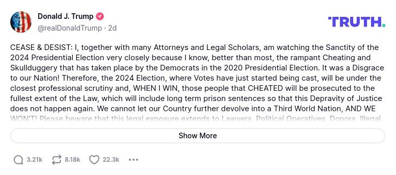 Post image from Donald Trump