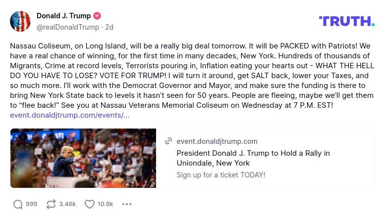 Post preview from Donald Trump