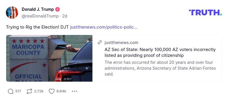 Post image from Donald Trump