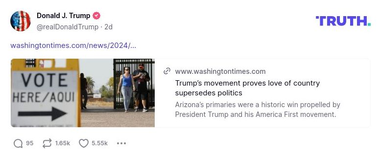 Post image from Donald Trump