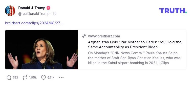 Post preview from Donald Trump