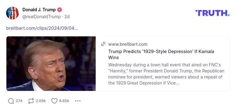 Post image from Donald Trump