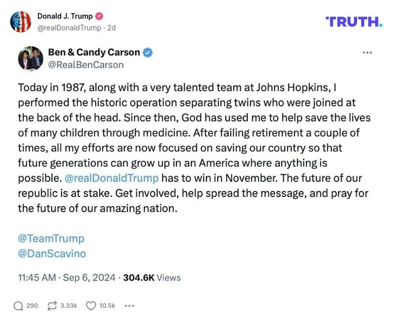 Post image from Donald Trump