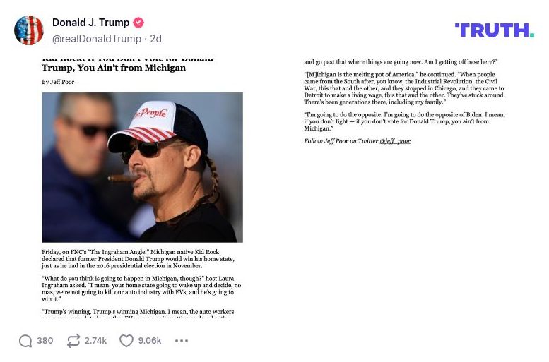 Post image from Donald Trump