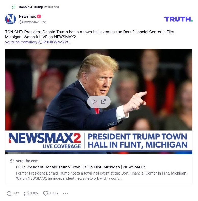 Post image from Donald Trump