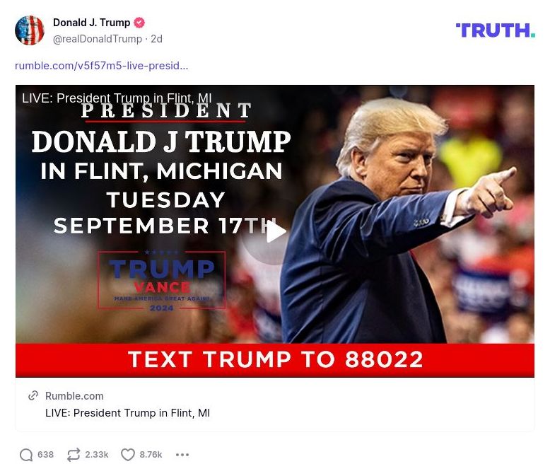 Post image from Donald Trump