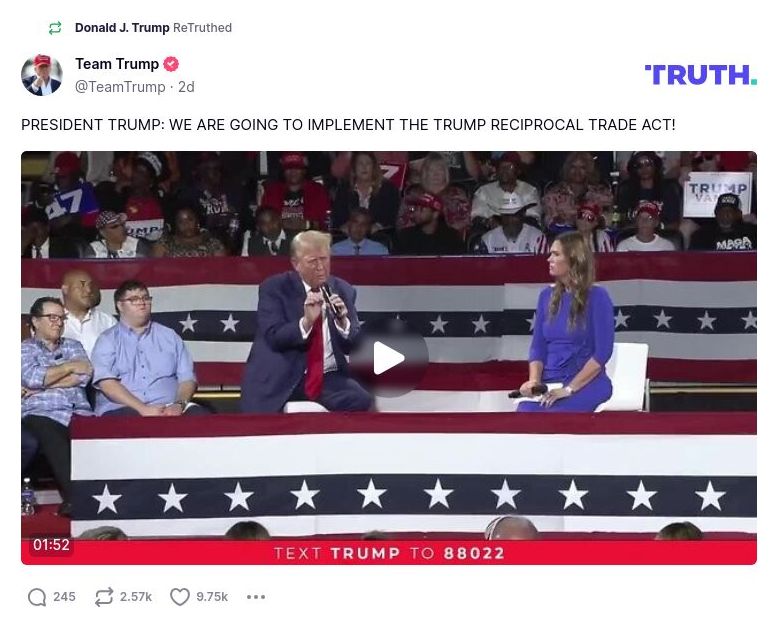 Post image from Donald Trump