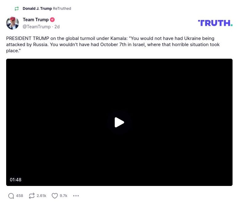 Post preview from Donald Trump