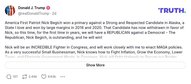 Post preview from Donald Trump