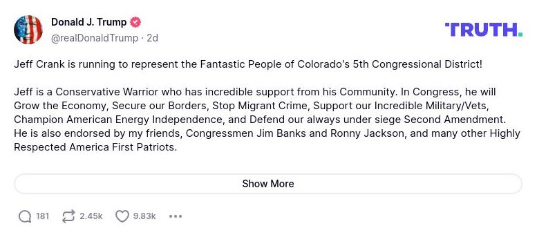 Post image from Donald Trump